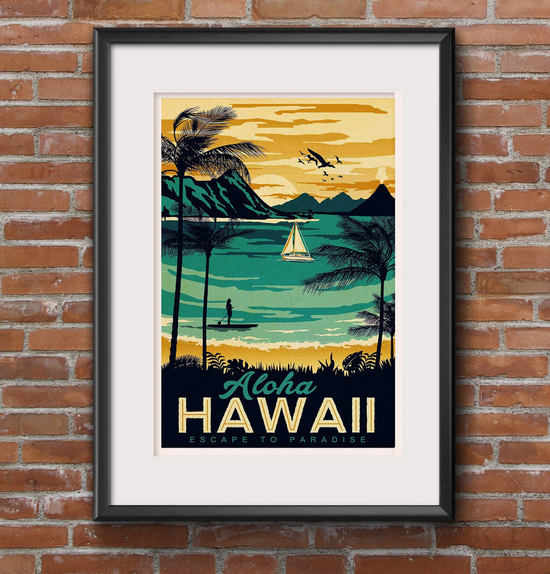 RPW Vintage Hawaii Travel Poster A3 / A4 Wall Art Digital print wall art poster – printed in Yorkshire