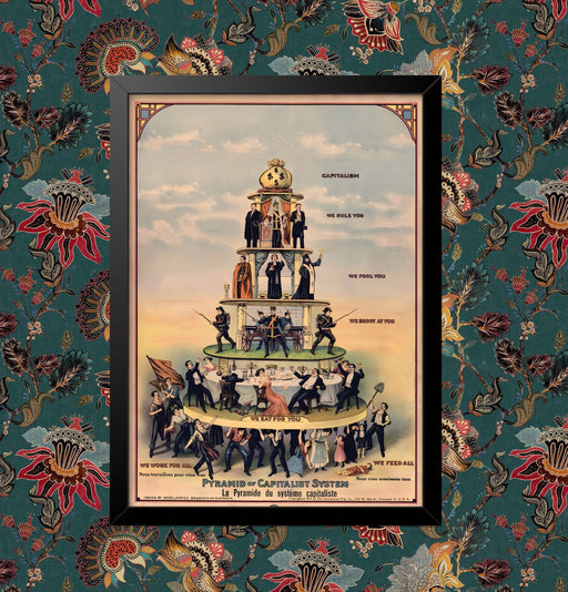 Vintage Anti-Capitalist Propaganda 'Pyramid of The Capitalist System', English Version, U.S.A, 1911, Reproduction 200gsm A3 Vintage Propaganda Poster wall art poster – printed in Yorkshire