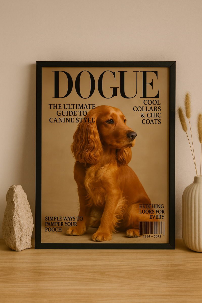 Personalised Faux magazine Pet portrait Wall Art Poster print Framed/Unframed Custom High Quality Digital Photo service