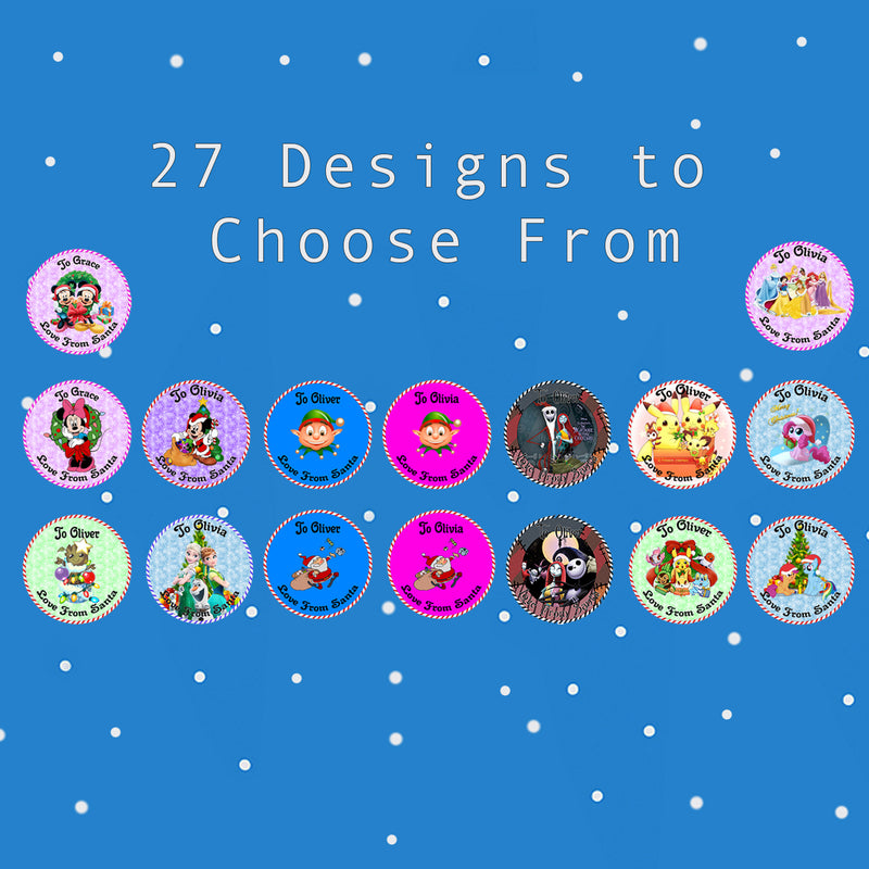 24 x Christmas Present personalised stickers Various options 45mm
