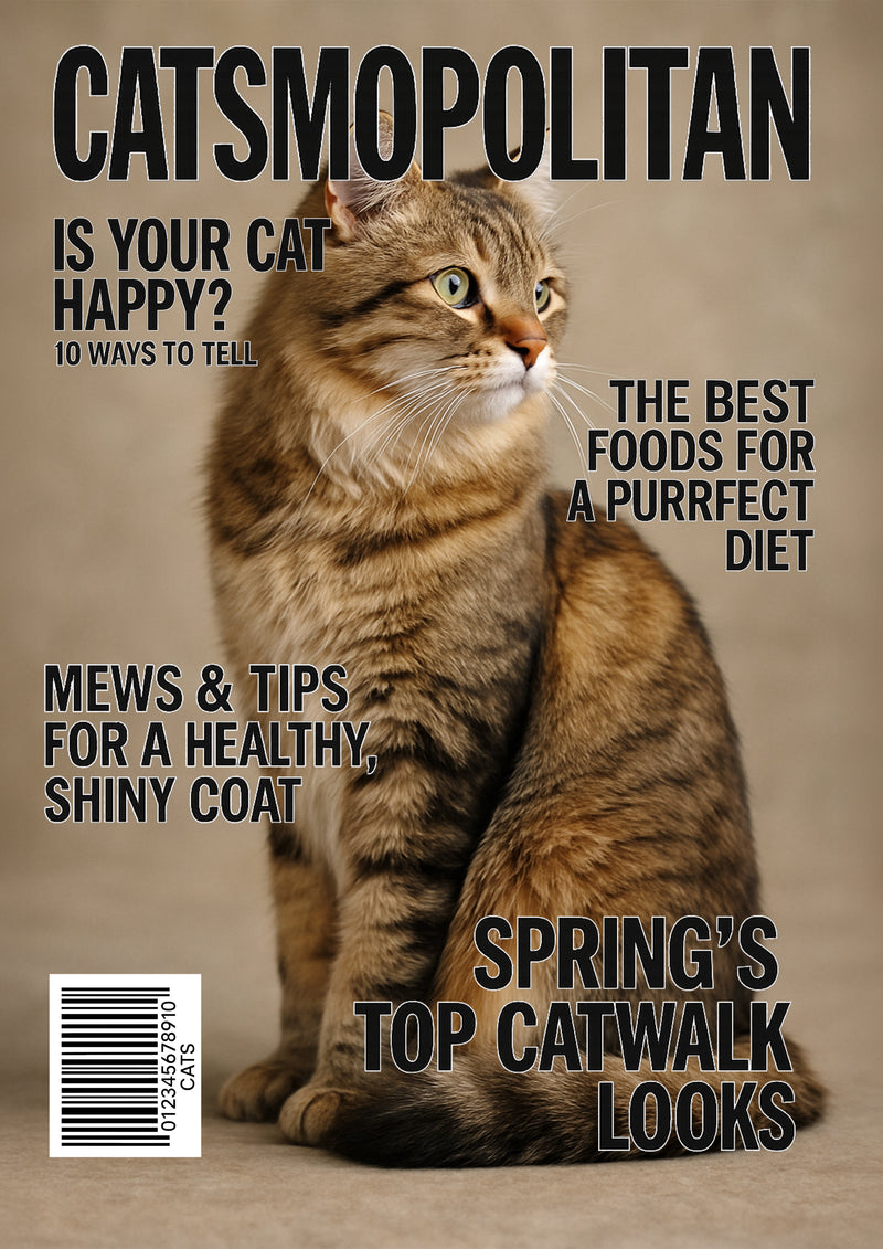 Personalised Faux magazine Pet portrait Wall Art Poster print Framed/Unframed Custom High Quality Digital Photo service