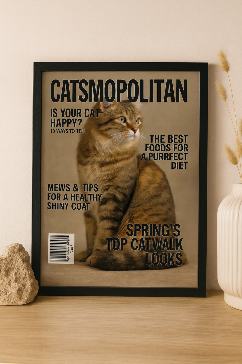 Personalised Faux magazine Pet portrait Wall Art Poster print Framed/Unframed Custom High Quality Digital Photo service