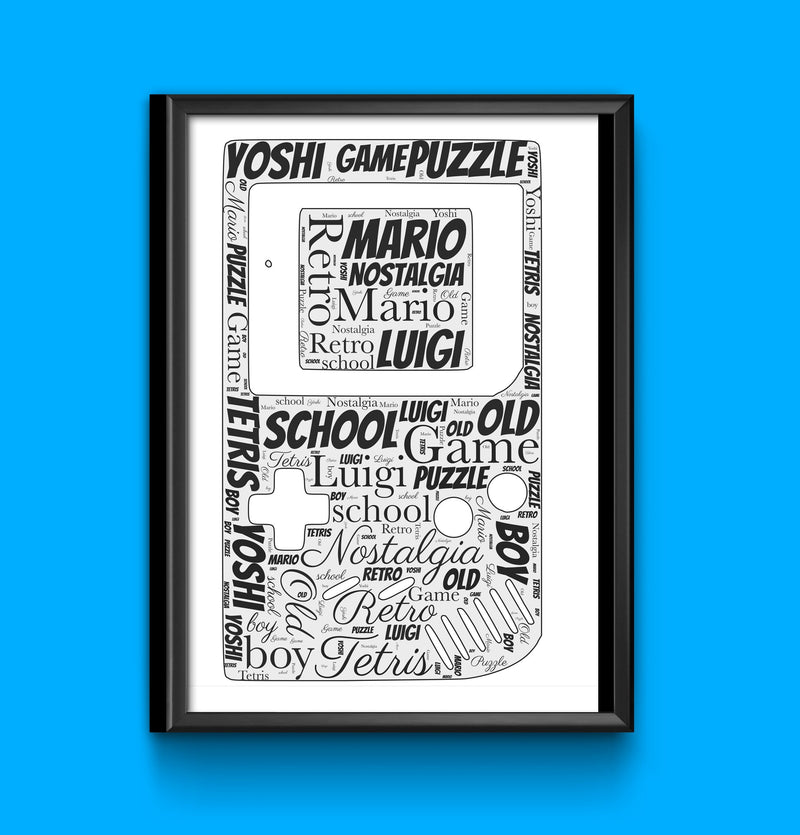 Boys Girls  Room Game Boy Word Art personalised with any words of your choice, any words any colour A4/A3 size print Framed/Unframed wall art poster – printed in Yorkshire