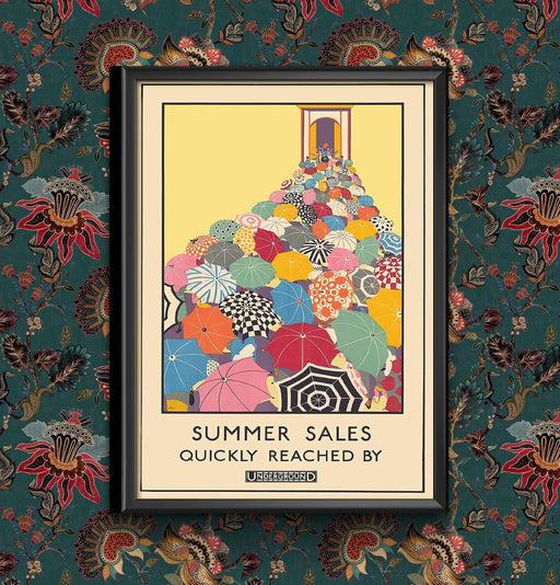 Vintage Summer Sales Quickly Reached by London Underground Wall Art Travel Railway Poster A4 and A3 size Sign print Framed or Unframed wall art poster – printed in Yorkshire