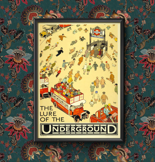 Vintage Lure of the underground Wall Art London Travel Railway Poster Multiple Sizes Sign print Framed or Unframed wall art poster – printed in Yorkshire