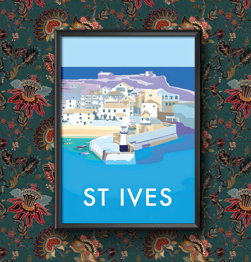 Vintage Cornwall St Ives Harbour Wall Art Travel Railway Poster GWR Various sizes Sign print Framed or Unframed wall art poster – printed in Yorkshire
