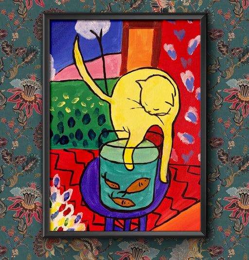 Henri Matisse 'Cat With Red Fish', France, 1905, Reproduction Vintage Vintage Wall Art Poster A4 and A3 size print Framed or Unframed wall art poster – printed in Yorkshire