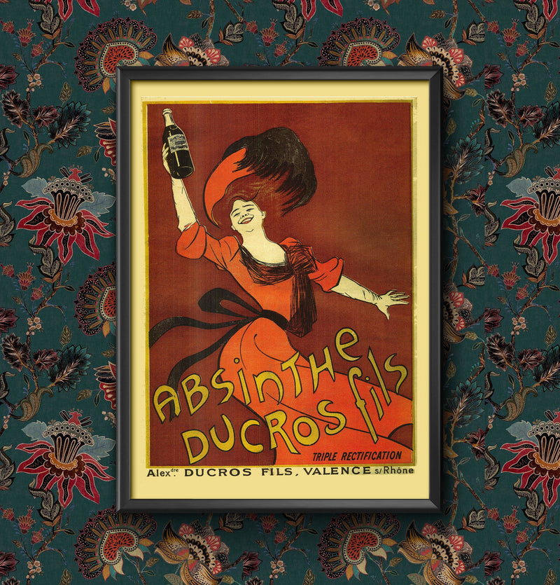 Vintage Absinthe Ducros fils Valence Drinks Wall Art Poster A4 and A3 size print Framed or Unframed wall art poster – printed in Yorkshire