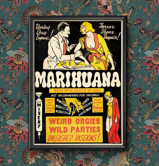 Vintage 1930's Marihuana Marijuana Anti Drugs Film Movie Poster Wall Art Print A4 / A3 Framed or Unframed wall art poster – printed in Yorkshire