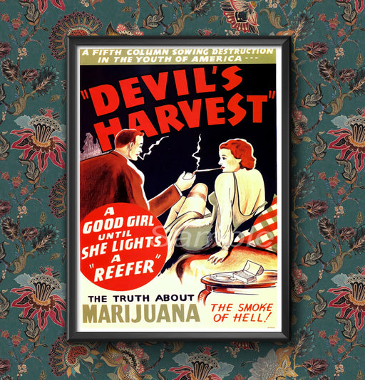 Vintage Poster Print The Devil’s Harvest – 1950s Retro USA Propaganda, Framed or Unframed Wall Art Decor wall art poster – printed in Yorkshire