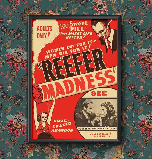 Vintage Anti-Drug Propaganda Marijuana, The Sweet Pill That Makes Life Bitter! U.S.A  A4 A3 Classic Wall Art Poster print Framed Unframed wall art poster – printed in Yorkshire
