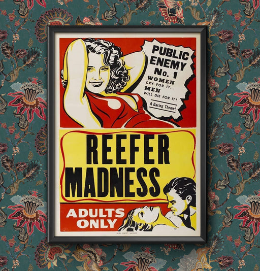 Vintage Anti-Drug Propaganda 'Reefer Madness Public Enemy Number One', U.S.A, 1936, Classic Wall Art Poster print Framed Unframed wall art poster – printed in Yorkshire