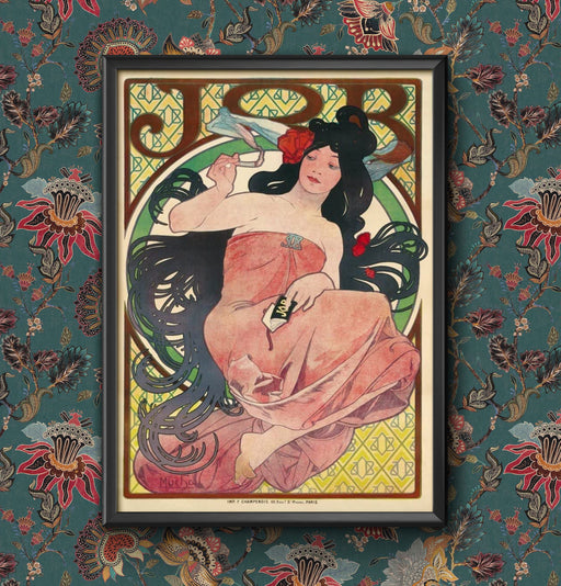 Vintage Job Rolling Papers', France, 1894, Alphonse Mucha, Painting Wall Art Print Poster Decor A4 and A3 size Framed or Unframed wall art poster – printed in Yorkshire