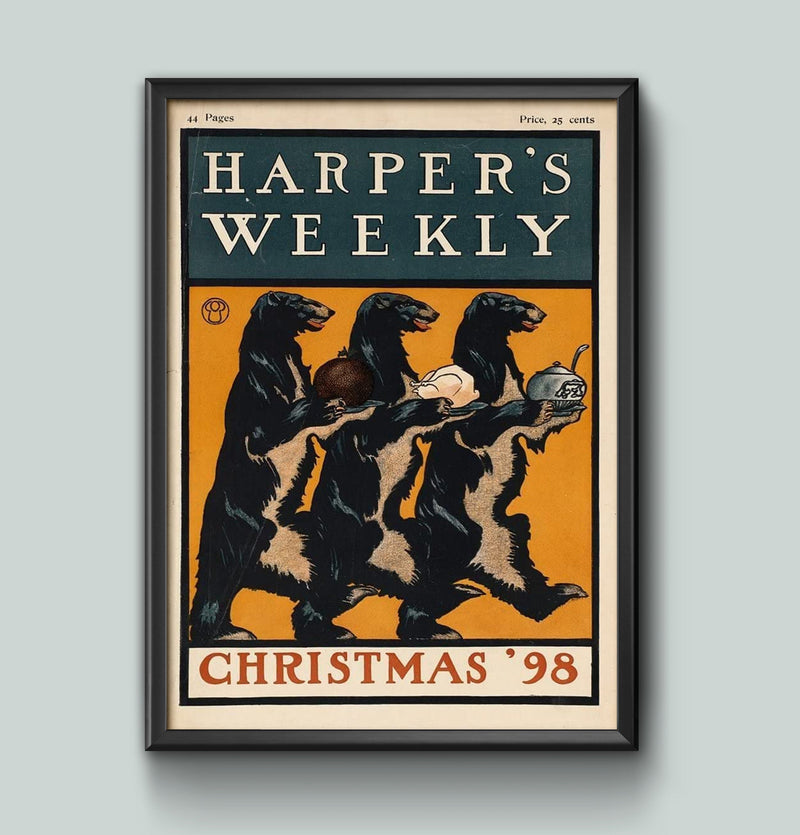 Three Dogs' from 'Harper's Magazine' 1898, Edward Penfield, Reproduction Wall Art Poster A4 and A3 size print Framed or Unframed Home Decor wall art poster – printed in Yorkshire