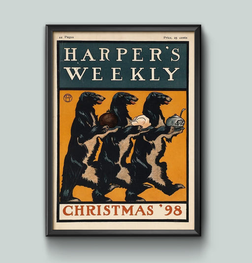 Three Dogs' from 'Harper's Magazine' 1898, Edward Penfield, Reproduction Wall Art Poster A4 and A3 size print Framed or Unframed Home Decor wall art poster – printed in Yorkshire