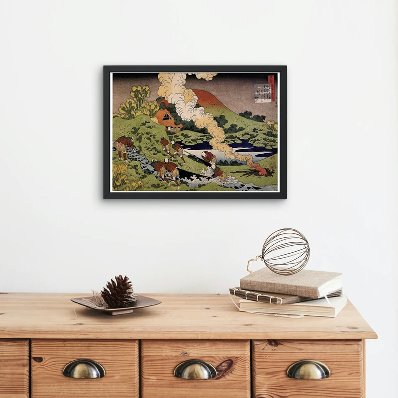 Hokusai Fishermen Pulling a net Japan, 18-19th Century gloss A4 & A3 Ukiyo-e Classic Art Poster A4 and A3 size print Framed or Unframed wall art poster – printed in Yorkshire