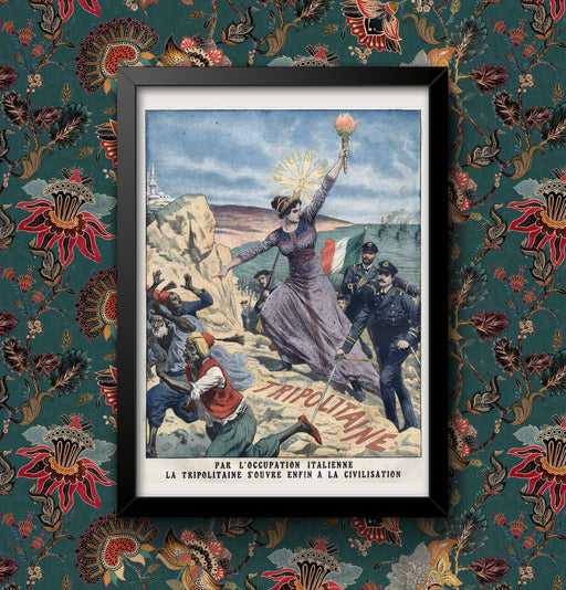french illustration celebrating the italian invasion of ottoman libya 1911 Wall Art Vintage Sign print Framed or Unframed A5 / A4 / A3 wall art poster – printed in Yorkshire