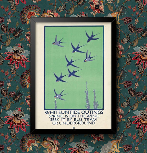 Vintage London Underground Whitsuntide Outings England 1921 Reproduction Vintage Art Deco Travel Poster A4 A3 Sign print Framed or Unframed wall art poster – printed in Yorkshire