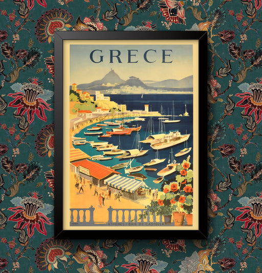 Railway Poster Vintage Greece French Wall Art, Travel Print, Framed or Unframed Decor, Multiple Sizes wall art poster – printed in Yorkshire