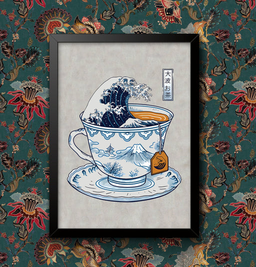 Vintage effect Great Wave off Kanagawa Storm in a teacup Japanese Hokusai Wall Art Poster A4 and A3 size print Framed or Unframed wall art poster – printed in Yorkshire