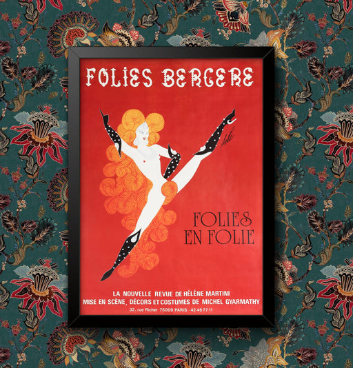 Poster Vintage Can Can Showgirl Art Print – 1900s Fashion Wall Decor, Framed or Unframed, Various Sizes, Retro Bar Restaurant wall art poster – printed in Yorkshire