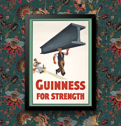 Guinness for Strength Drinks Vintage Advertisement Wall Art Poster A4 and A3 size print Framed or Unframed wall art poster – printed in Yorkshire