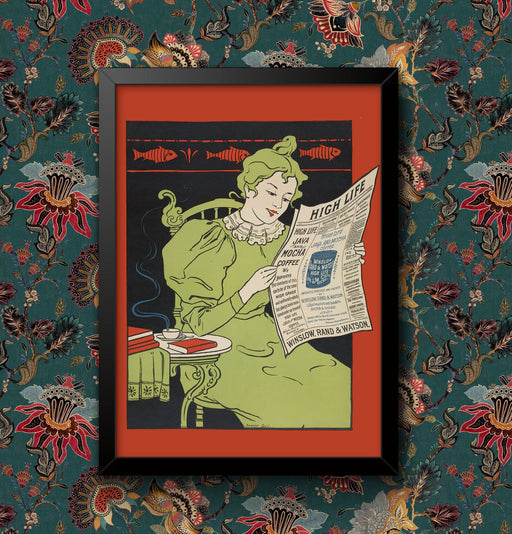 Vintage High Life Java, Mocha & Latte French Coffee Drinks Wall Art Home Decor Poster Various Sizes Sign print Framed or Unframed wall art poster – printed in Yorkshire