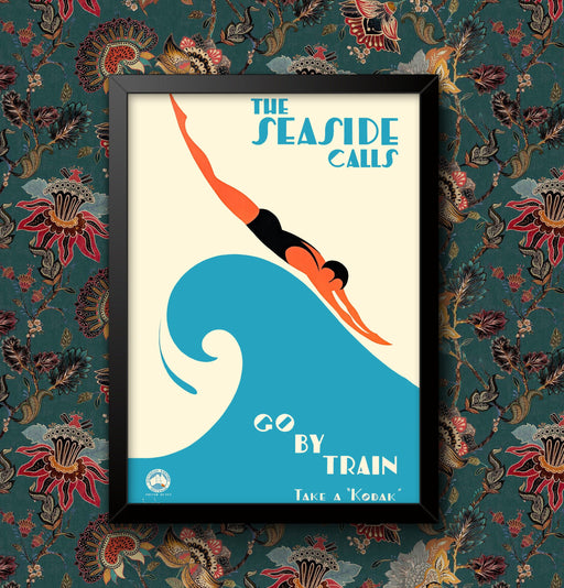 Vintage Advertisement Take A Kodak Go By Train The Seaside Calls Decoration Print Picture Vintage Wall Art Home Decor A4/A3 Framed/Unframed wall art poster – printed in Yorkshire