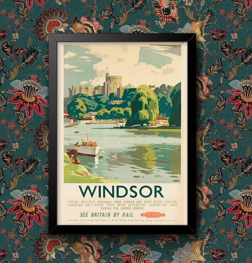 Railway Poster Vintage Windsor Castle Wall Art, British Travel Print, Framed or Unframed, Various Sizes wall art poster – printed in Yorkshire