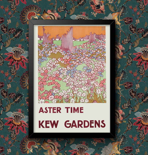 Vintage Aster Times Kew Gardens London Wall Art Travel Railway Poster Various Sizes Sign print Framed or Unframed wall art poster – printed in Yorkshire