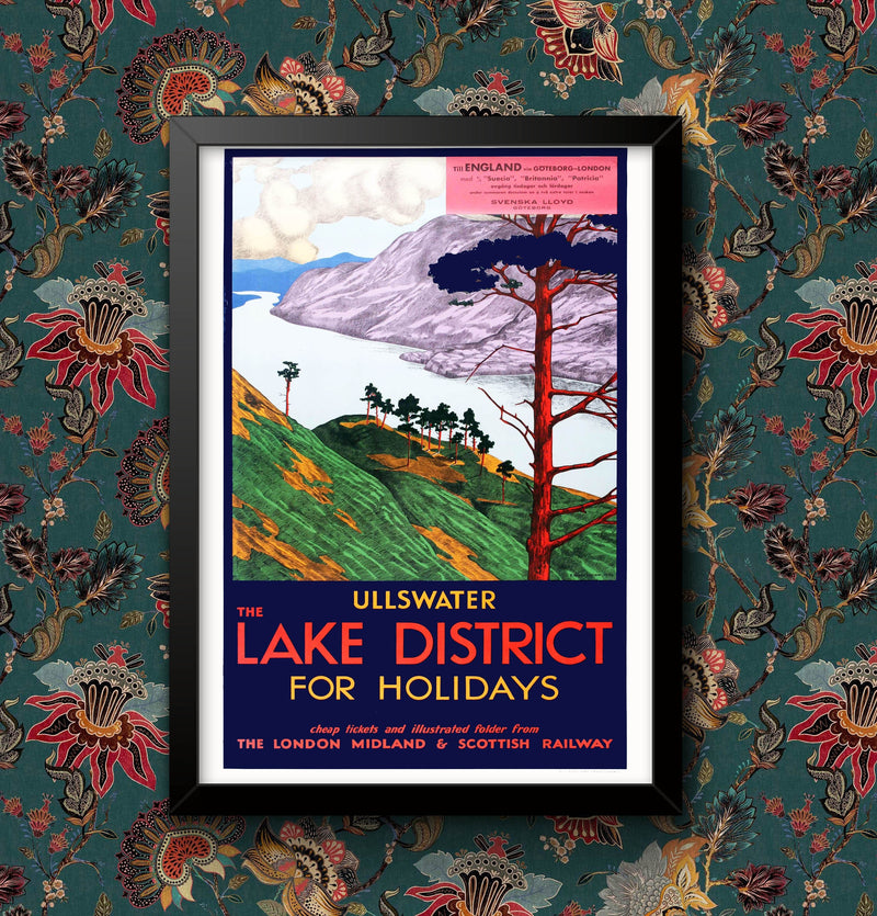 Ullswater Lake District for the holidays Cumbria Railway British Travel Poster Wall Art Railway various sizes print Framed or Unframed wall art poster – printed in Yorkshire