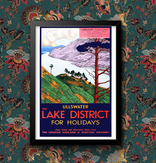 Ullswater Lake District for the holidays Cumbria Railway British Travel Poster Wall Art Railway various sizes print Framed or Unframed wall art poster – printed in Yorkshire