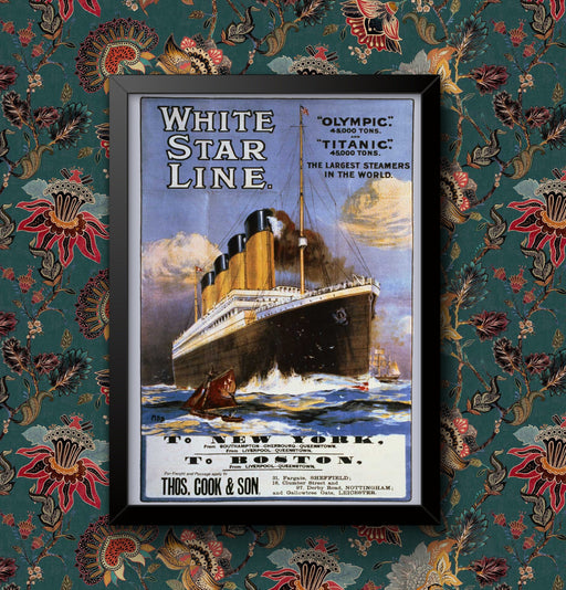Vintage White Star Line Titanic Olympic Wall Art Travel Steam Ocean Liner Advertisement Poster A5 to A1 size Sign print Framed or Unframed wall art poster – printed in Yorkshire