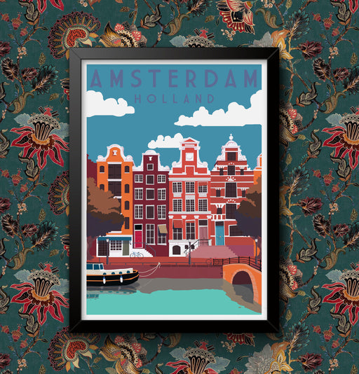 Amsterdam Railway Travel Poster Wall Art Railway Various sizes and finishes print Framed or Unframed wall art poster – printed in Yorkshire