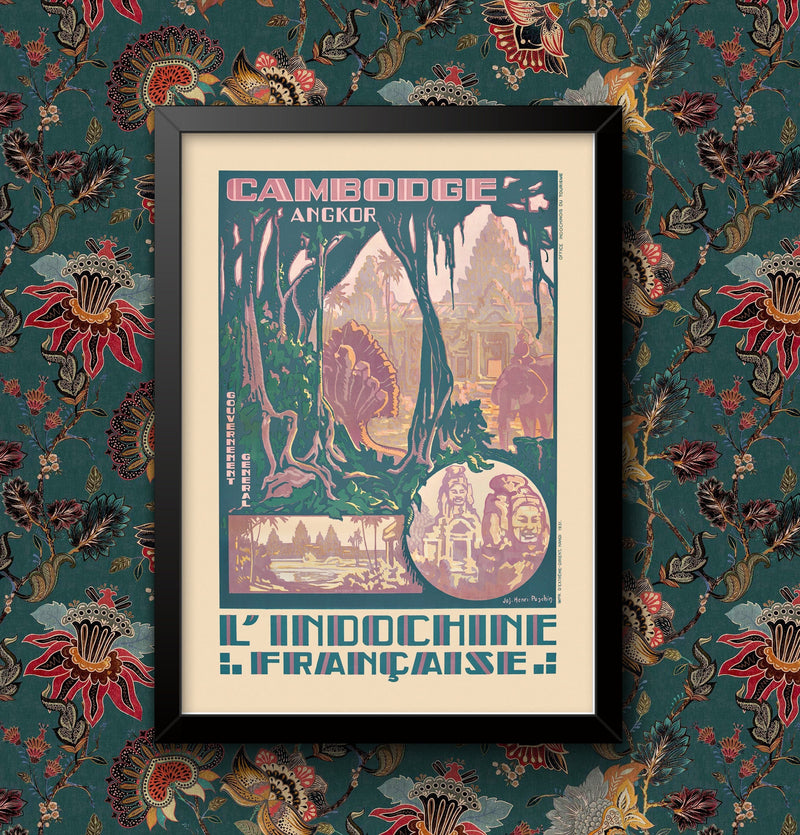 Cambodia Angkor Wat Railway Travel Poster Wall Art print Various Sizes print Framed or Unframed wall art poster – printed in Yorkshire
