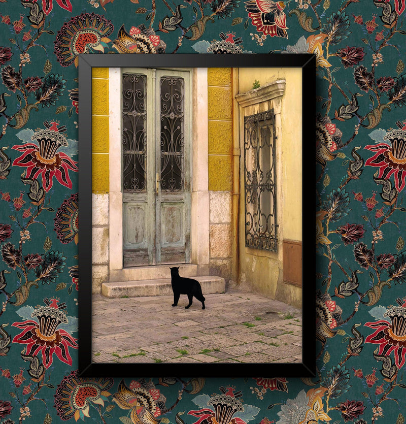 Vintage Black Cat in an ally Wall Art Travel Poster A4 and A3 size Sign print Framed or Unframed wall art poster – printed in Yorkshire
