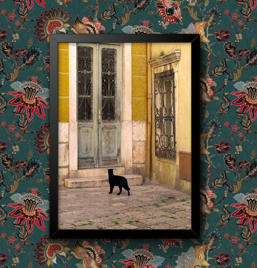Vintage Black Cat in an ally Wall Art Travel Poster A4 and A3 size Sign print Framed or Unframed wall art poster – printed in Yorkshire