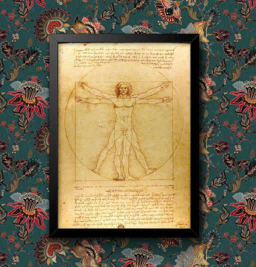 Vintage Leonardo Da Vinci Vitruvian Man Sketch Poster Wall Art A4 and A3 size print Framed or Unframed wall art poster – printed in Yorkshire