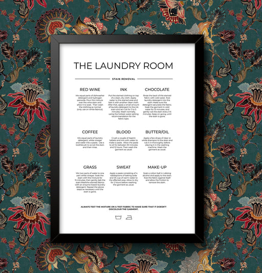 Poster Stain Removal Guide Print for Laundry Room Wall Art, High Quality Vintage Decor, Framed or Unframed, Perfect Home or Student Gift wall art poster – printed in Yorkshire