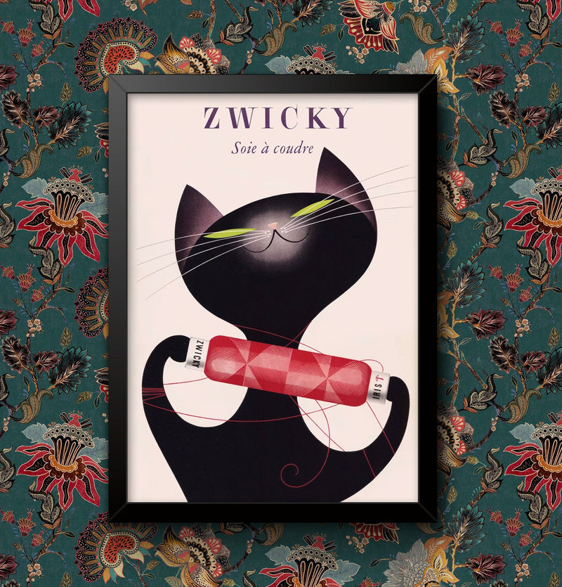 Black Cat Zwicky Cotton Poster Advertisement Decoration Print Animal Picture Vintage Wall Art Home Decor Various Sizes Framed / Unframed wall art poster – printed in Yorkshire