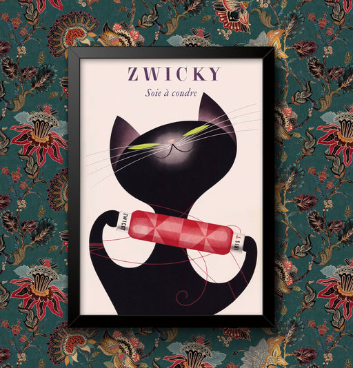 Black Cat Zwicky Cotton Poster Advertisement Decoration Print Animal Picture Vintage Wall Art Home Decor Various Sizes Framed / Unframed wall art poster – printed in Yorkshire