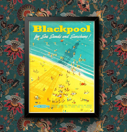 Blackpool Railway Travel seaside holiday Poster Wall Art Railway A4 and A3 size print Framed or Unframed wall art poster – printed in Yorkshire