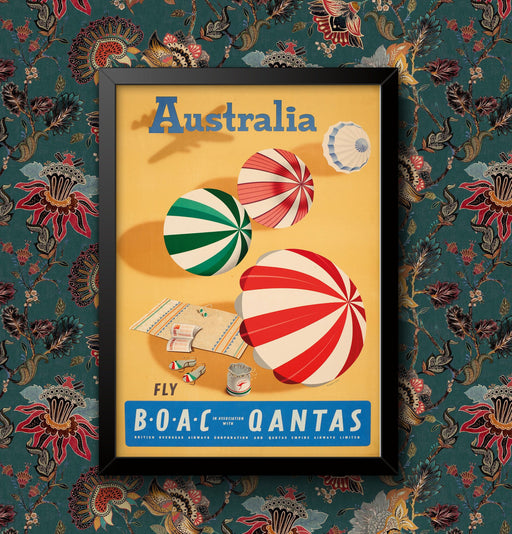 Australia BOAC British Airways Travel Poster Wall Art Railway A4 and A3 size print Framed or Unframed wall art poster – printed in Yorkshire