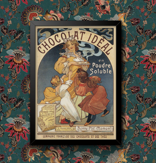 Poster Vintage Chocolate French Ad Print, Various Sizes, Framed or Unframed, Wall Art for Home, Bar, Man Cave Decor wall art poster – printed in Yorkshire