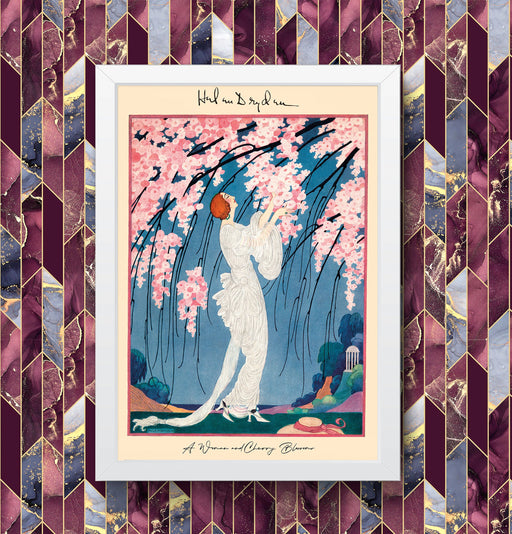 Vintage Wall Art Poster Helen Dryden Cherry Blossoms 1919 Fashion Framed Print, Vintage Home Decor wall art poster – printed in Yorkshire