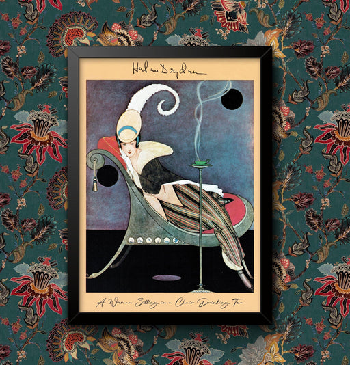 Vintage Magazine Art Cover illustration Helen Dryden's Woman Drinking Tea 1920's Fashion Beauty Wall Art Poster print Framed or Unframed wall art poster – printed in Yorkshire