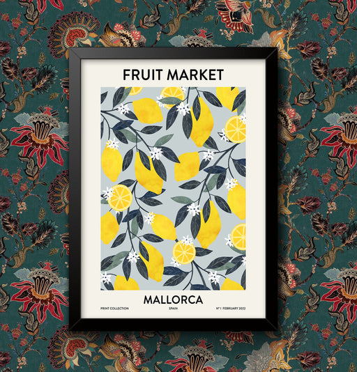 Vintage Fruit Market Mallorca exibit Wall Art Poster A4 and A3 size print Framed or Unframed wall art poster – printed in Yorkshire