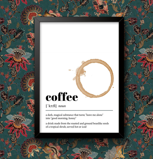 Coffee Wall Art Print – Vintage Kitchen Decor, Framed or Unframed Poster, Coffee Dictionary Sign for Home wall art poster – printed in Yorkshire