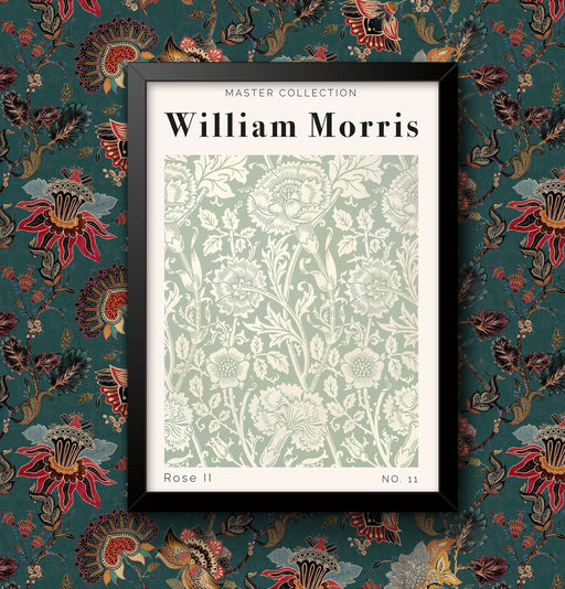 William Morris Art Print A4 A3: Rose Motif Poster, Vintage Countryside Decor, Framed or Unframed Option wall art poster – printed in Yorkshire