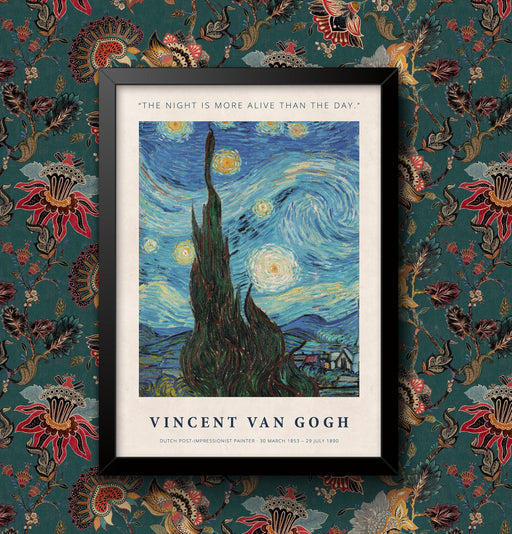 Vincent Van Gogh Art Starry Night Poster, Framed or Unframed, High Quality Wall Art Print, Various Sizes, Gift for Art Lover wall art poster – printed in Yorkshire